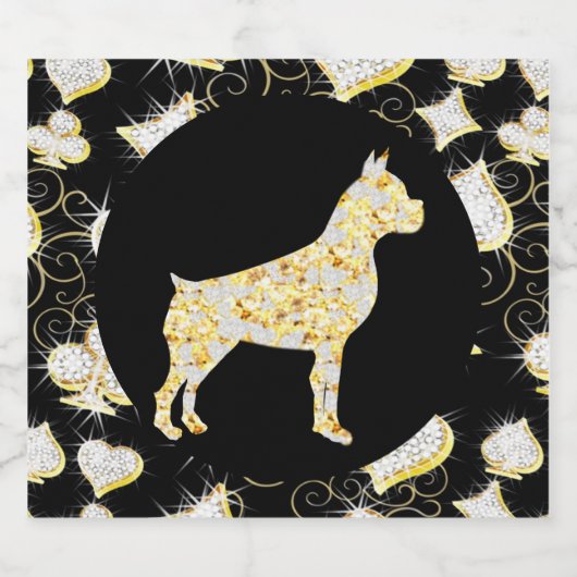 BOXER DOG BLING SPARKLING WIJNETIKET (Enkel label)