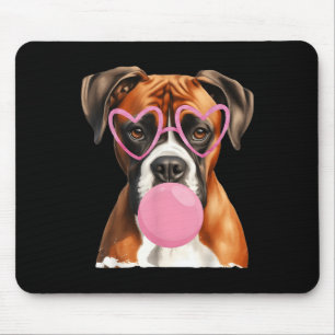 Boxer Dog Blowing Bubble Gum Valentijn's Day Muismat