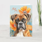Boxer Dog Bold Orange Poppy Flowers Get Well Kaart (Voorkant)