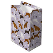 Boxer Dog Bones and Paws Medium Gift Bag Medium Cadeauzakje (Voorkant Gekanteld)