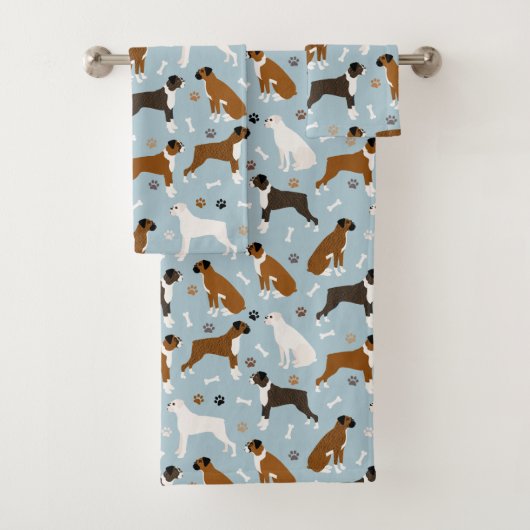 Boxer Dog Botten en Paws Bath Towel Set Bad Handdoek (Insitu)