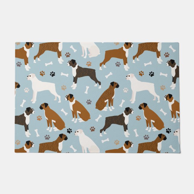Boxer Dog Botten en Paws Doormat Deurmat (Voorkant)