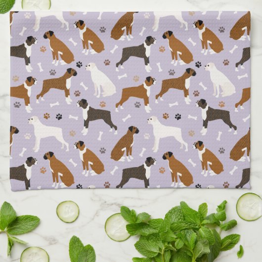 Boxer Dog-Botten en Paws Kitchen Towel Theedoek (Gevouwen)