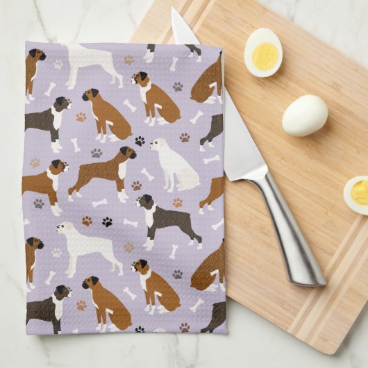 Boxer Dog-Botten en Paws Kitchen Towel Theedoek (Quarter Fold)