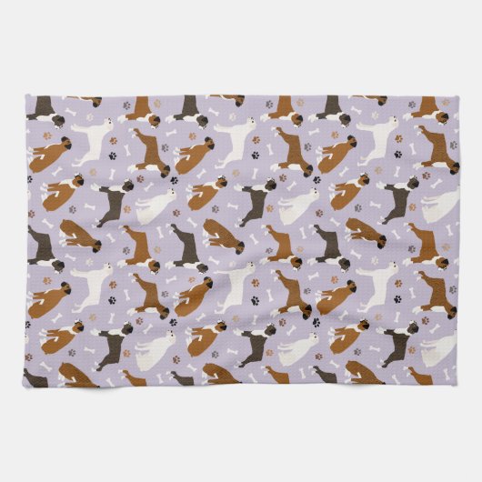 Boxer Dog-Botten en Paws Kitchen Towel Theedoek (Horizontaal)