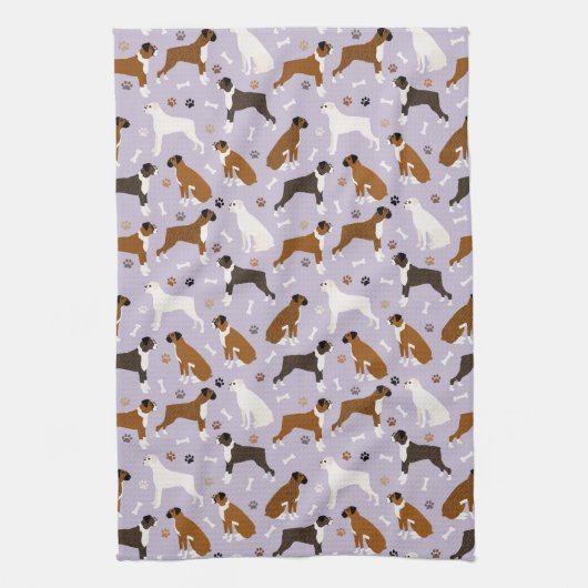 Boxer Dog-Botten en Paws Kitchen Towel Theedoek (Verticaal)