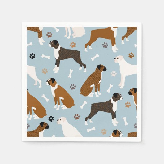 Boxer Dog Botten en Paws Napkins Servet (Voorkant)