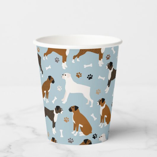 Boxer Dog-Botten en poetpapierbekertjes Papieren Bekers (Voorkant)