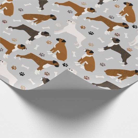 Boxer Dog Botten en poten Cadeaupapier (Hoek)