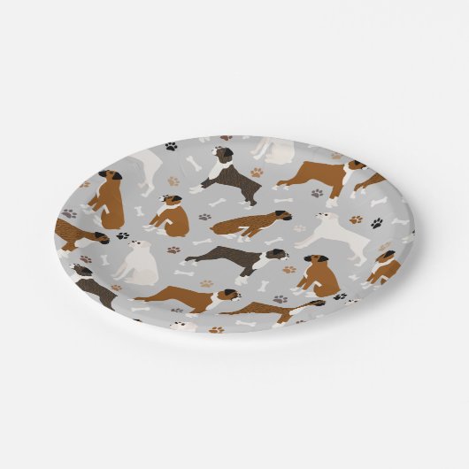 Boxer Dog Botten en poten Papieren Bordje (Gekanteld)