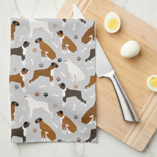 Boxer Dog Botten en poten Theedoek (Quarter Fold)