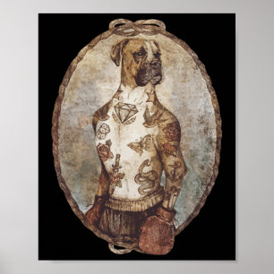 Boxer Dog Boxing Funny Boxer Art Box Club voor man Poster