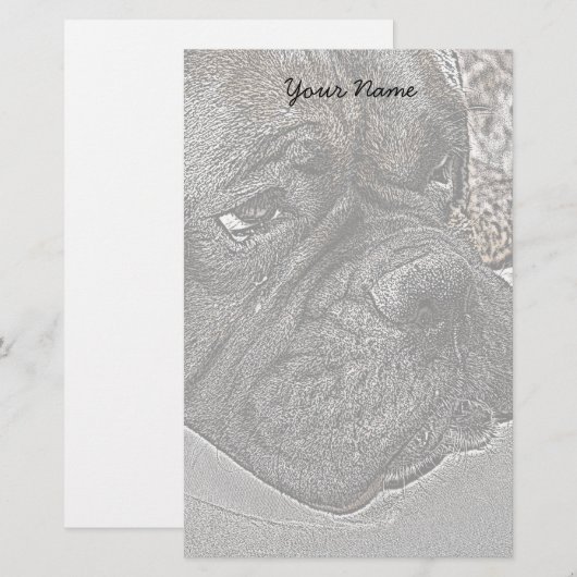 Boxer Dog briefpapier (Voorkant / Achterkant)