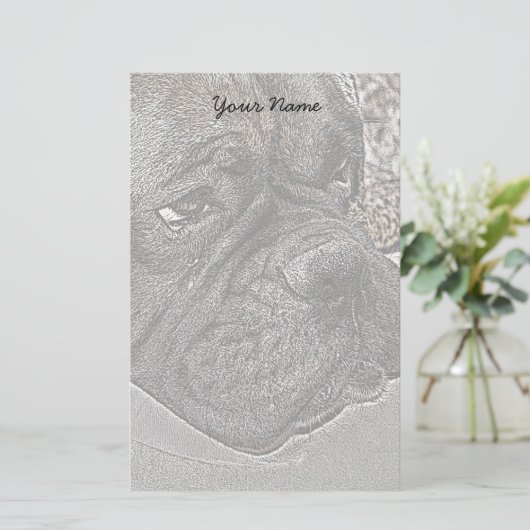 Boxer Dog briefpapier (Staand voorkant)