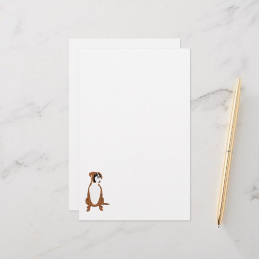 Boxer Dog Briefpapier (Voorkant / Achterkant in situ)