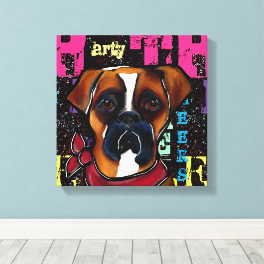 Boxer Dog Canvas Afdruk (Insitu (Houten vloer))
