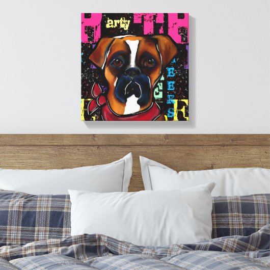 Boxer Dog Canvas Afdruk (Insitu (Slaapkamer))
