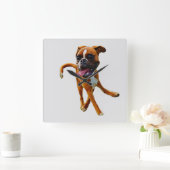 Boxer Dog Caricature Wall klok (Huis)