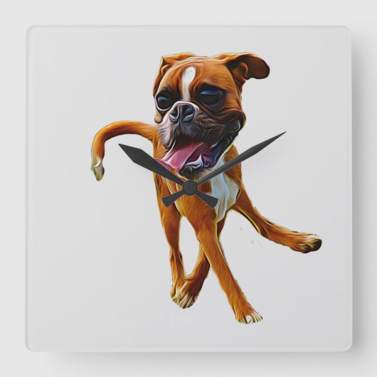 Boxer Dog Caricature Wall klok (Voorkant)