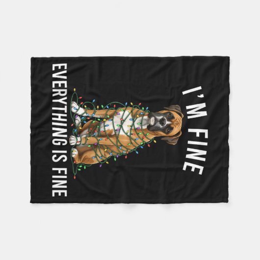 Boxer Dog Christmas I'm Fine Everything Is Fine  Fleece Deken (Voorkant (Horizontaal))