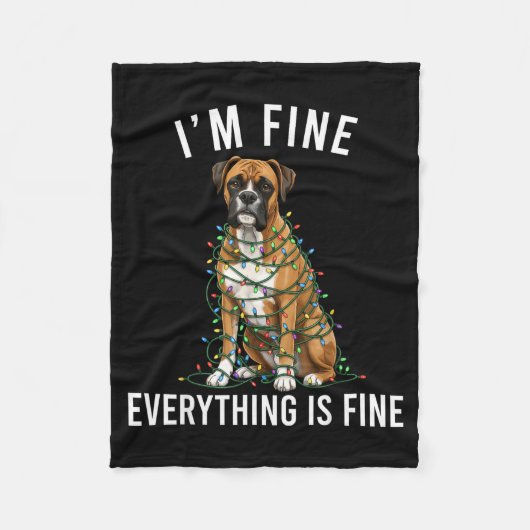 Boxer Dog Christmas I'm Fine Everything Is Fine  Fleece Deken (Voorkant)