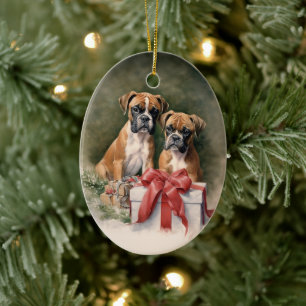 Boxer Dog Christmas Keramisch Ornament