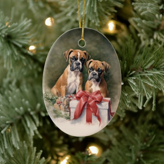 Boxer Dog Christmas Keramisch Ornament (Boom)