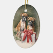 Boxer Dog Christmas Keramisch Ornament (Links)