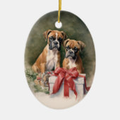 Boxer Dog Christmas Keramisch Ornament (Voorkant)