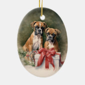 Boxer Dog Christmas Keramisch Ornament (Achterkant)