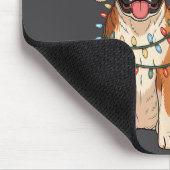 Boxer Dog Christmas Santa Hat Reindeer Lights Paja Muismat (Hoek)