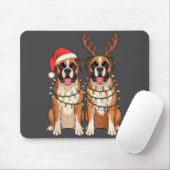 Boxer Dog Christmas Santa Hat Reindeer Lights Paja Muismat (Met muis)