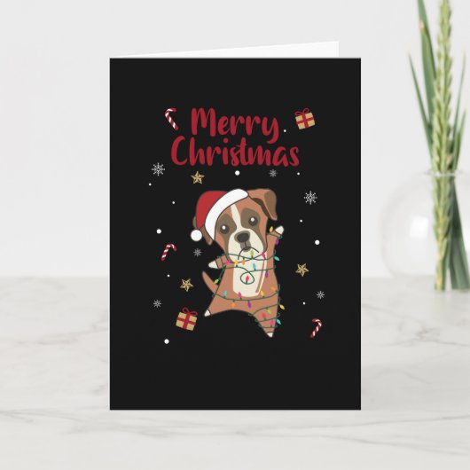 Boxer Dog Christmas Snow Winter Animals Dogs Kaart (Voorkant)