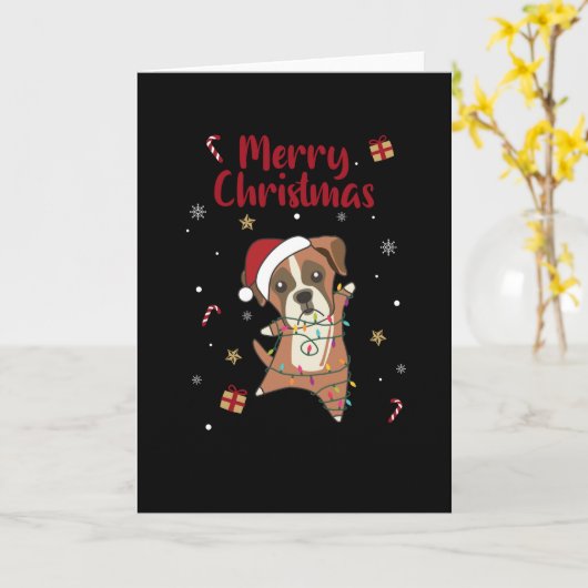 Boxer Dog Christmas Snow Winter Animals Dogs Kaart (Gele Bloem)