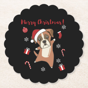 Boxer Dog Christmas Snow Winter Animals Dogs Kartonnen Onderzetters