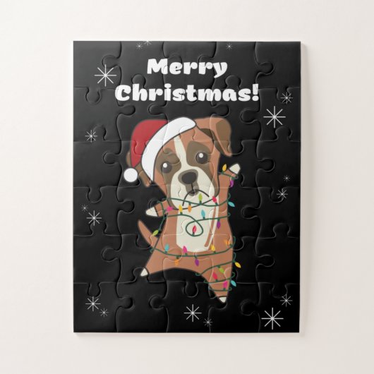 Boxer Dog Christmas Snow Winter Animals Dogs Legpuzzel (Verticaal)