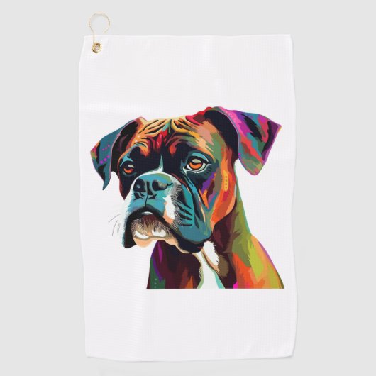 Boxer Dog Colorful Golfhanddoek (Voorkant)