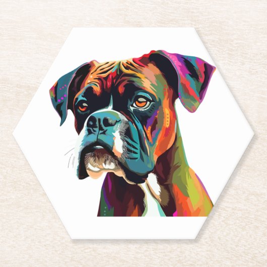 Boxer Dog Colorful Kartonnen Onderzetters (Voorkant)