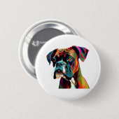 Boxer Dog Colorful Ronde Button 5,7 Cm (Voorkant /achterkant)