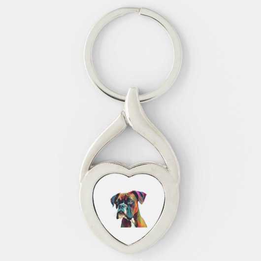 Boxer Dog Colorful Sleutelhanger (Voorkant)