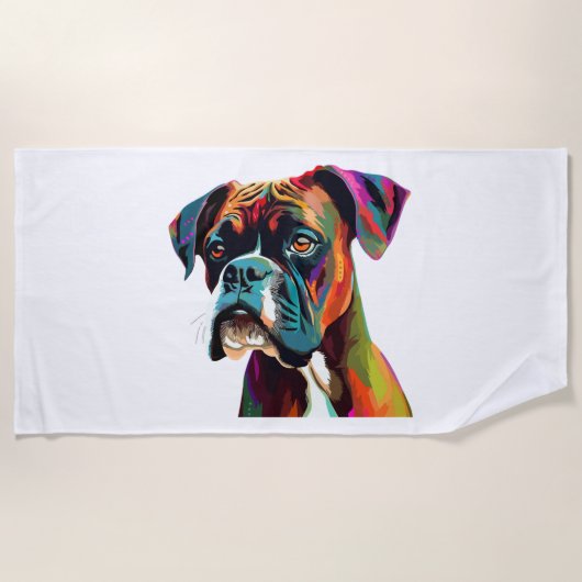 Boxer Dog Colorful Strandlaken (Voorkant)