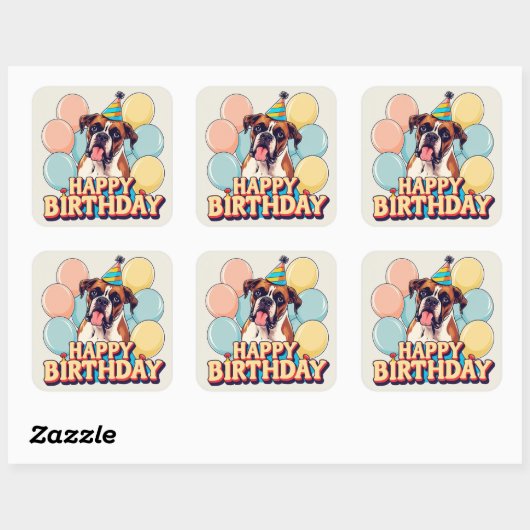 Boxer Dog Colorful Vierkante Sticker (Vel)