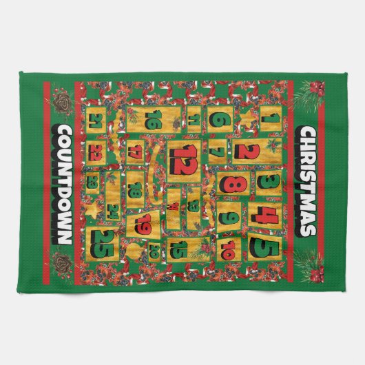 Boxer Dog Counting Kerstmis Advent Calendar Theedoek (Horizontaal)