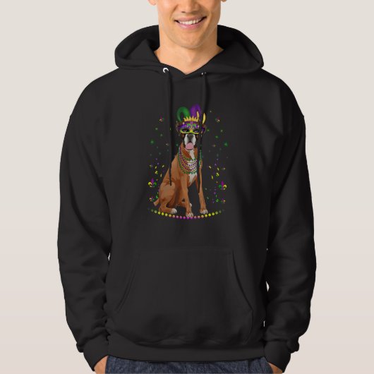 Boxer Dog Cute Mardi Gras Carnival Jester 1 Hoodie (Voorkant)