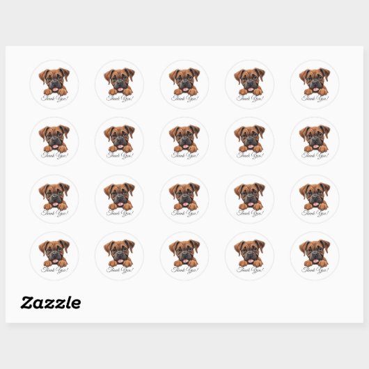 Boxer Dog Dank u Ronde Sticker (Vel)