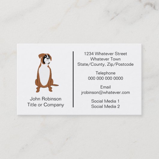 Boxer Dog Design Boarding Kennels Visitekaartje (Voorkant)
