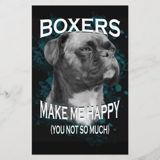 Boxer Dog Dierenvrienden Art Text Briefpapier (Voorkant)