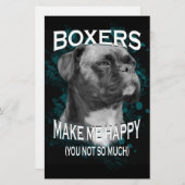 Boxer Dog Dierenvrienden Art Text Briefpapier (Voorkant / Achterkant)