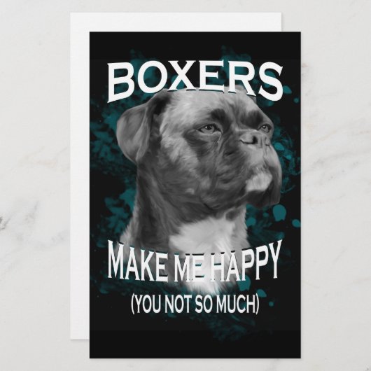 Boxer Dog Dierenvrienden Art Text Briefpapier (Voorkant / Achterkant)