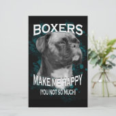 Boxer Dog Dierenvrienden Art Text Briefpapier (Staand voorkant)